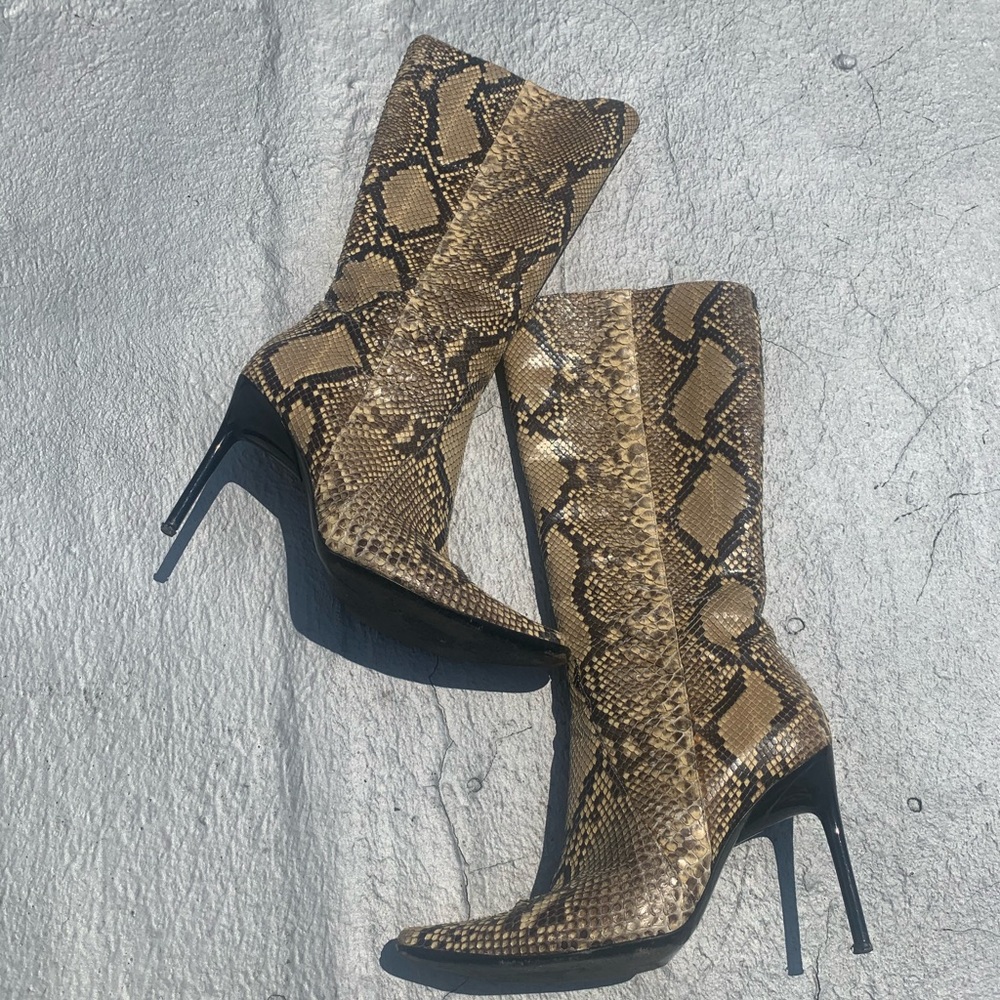 Casadei High Python Heeled Boots (Authentic)